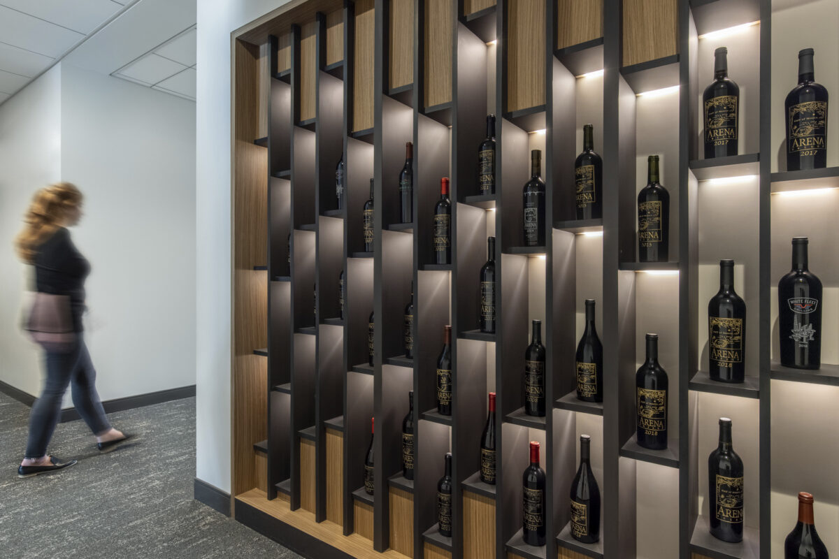 bottles displayed on wall