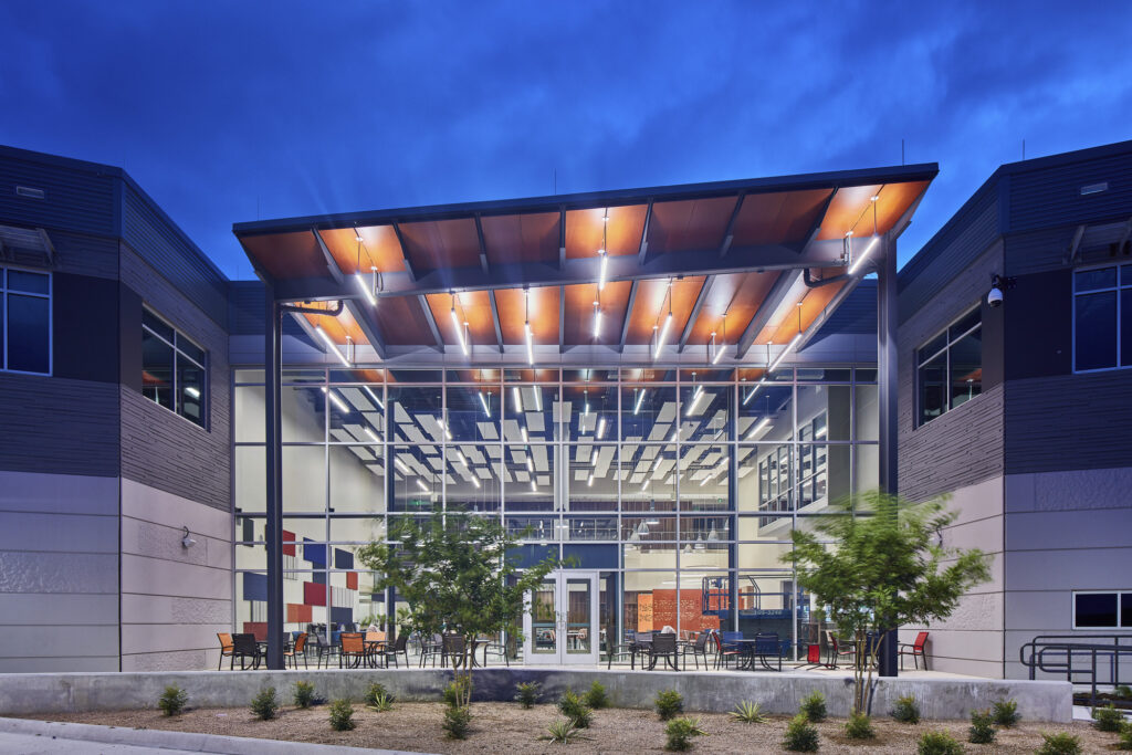 exterior and seating area