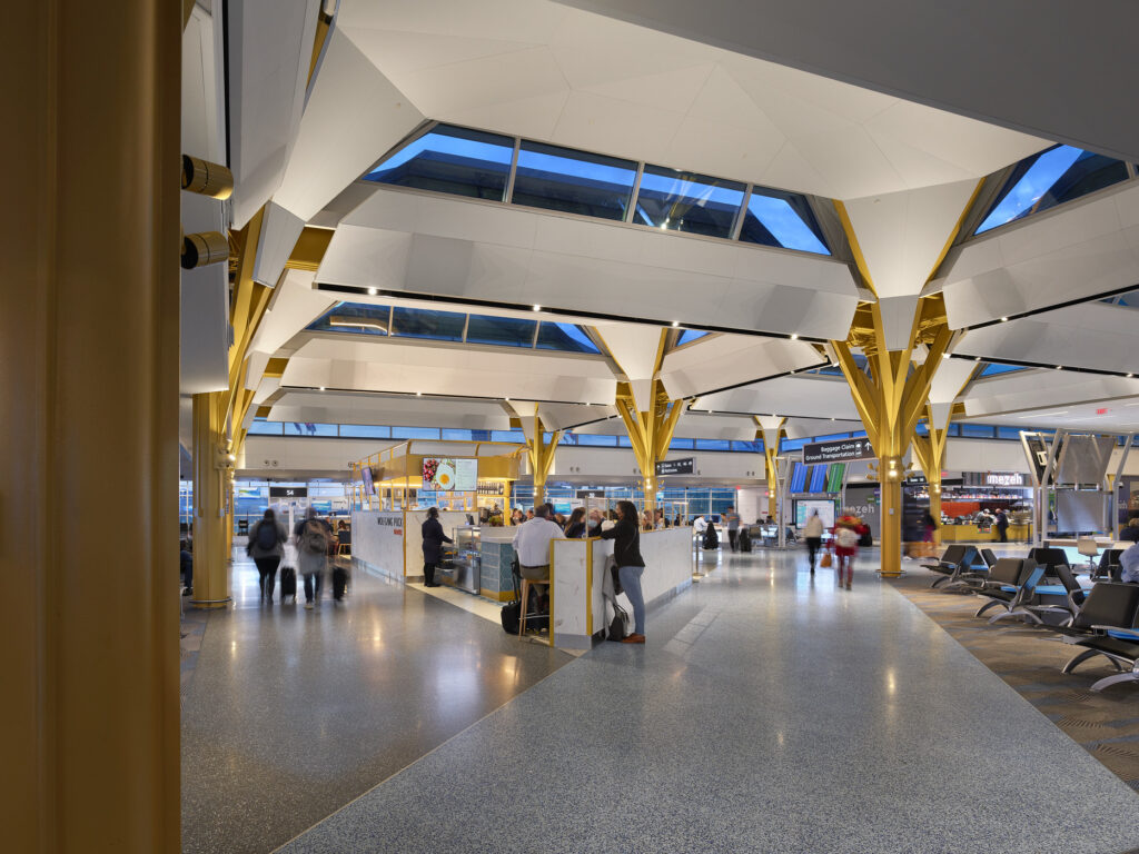airport gate with food vendor