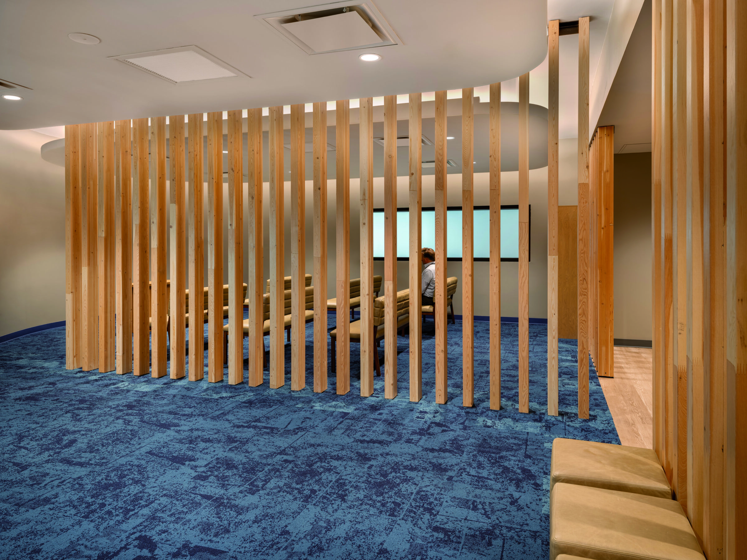 person sitting in interfaith room