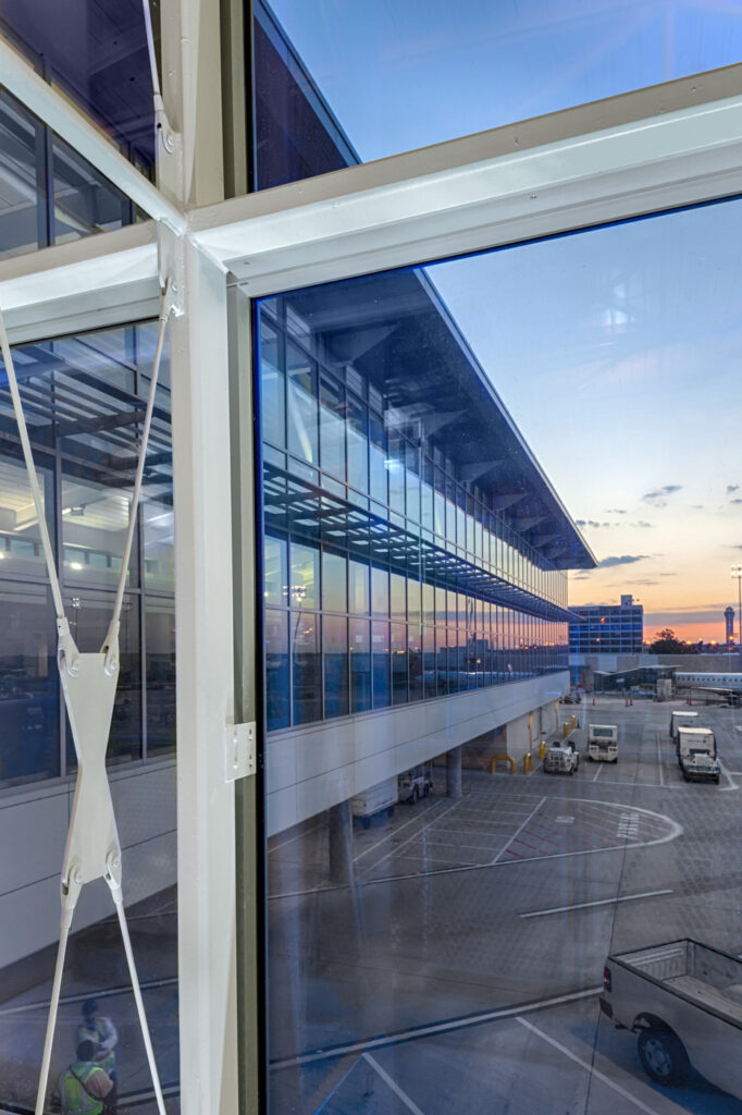 exterior of terminal through window