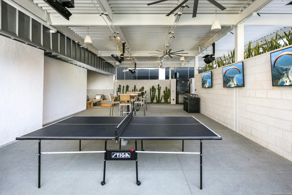 indoor/outdoor area with pingpong table