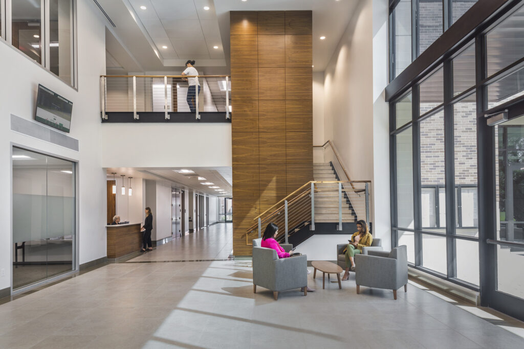 stairs and seating area