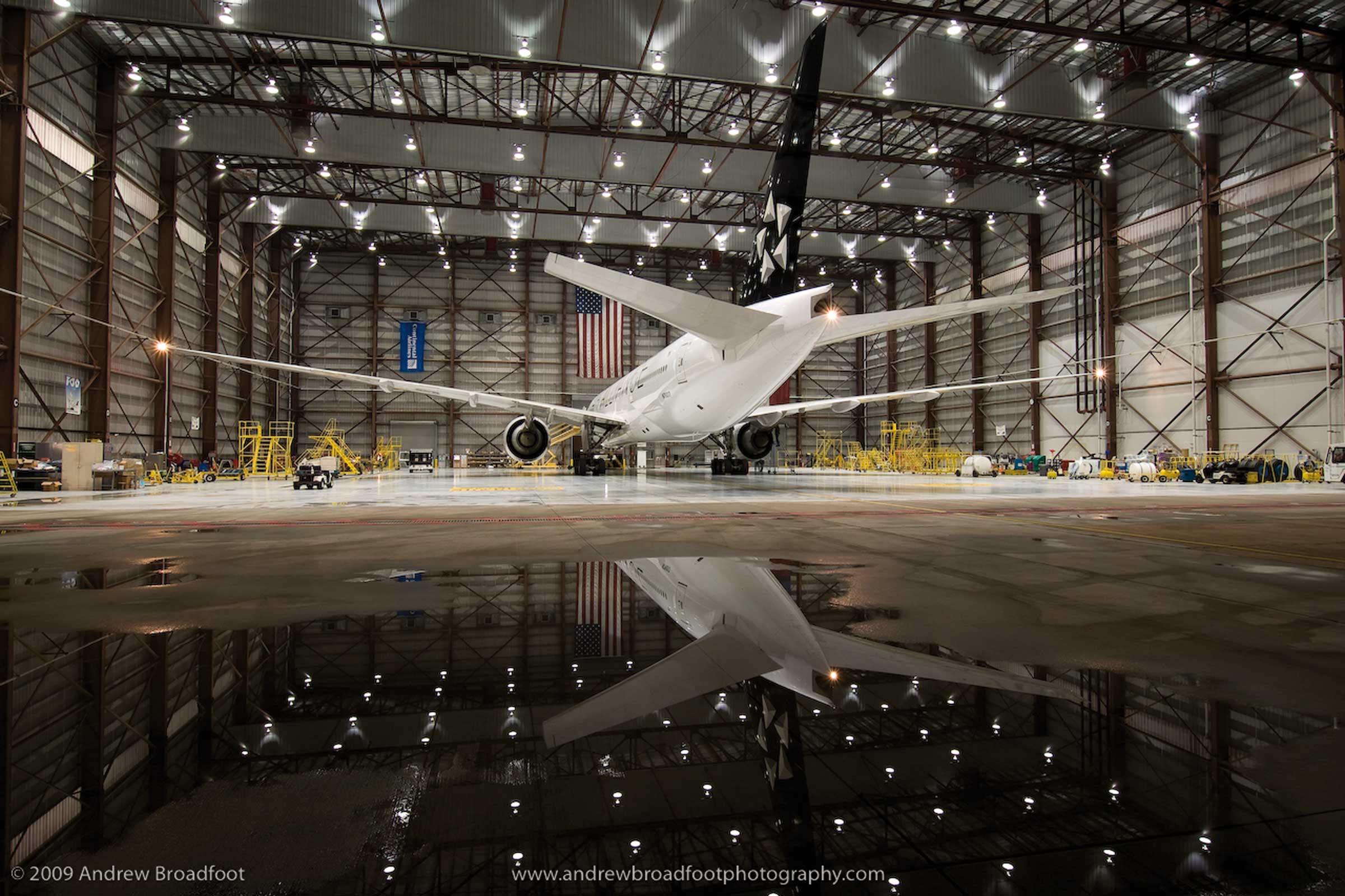 airplane in hangar