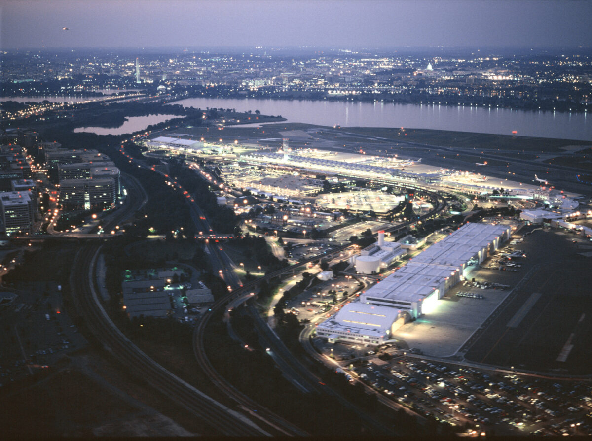 aerial view of terminal and city