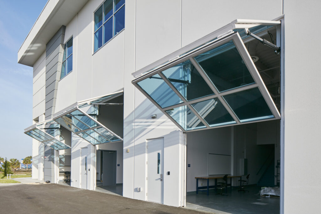 open doors to exterior