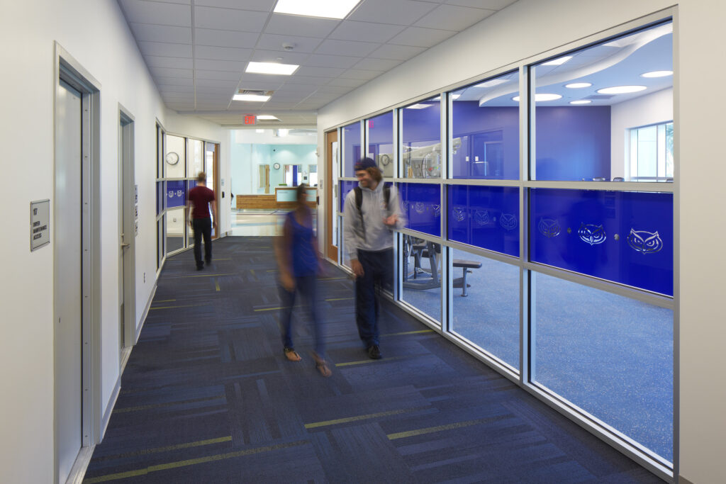 students walking in hallway