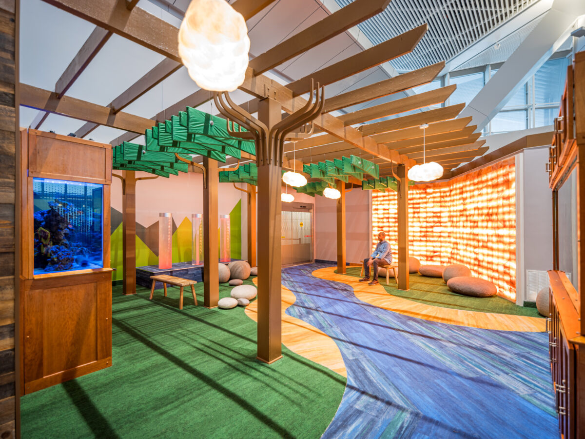 person seated in sensory room