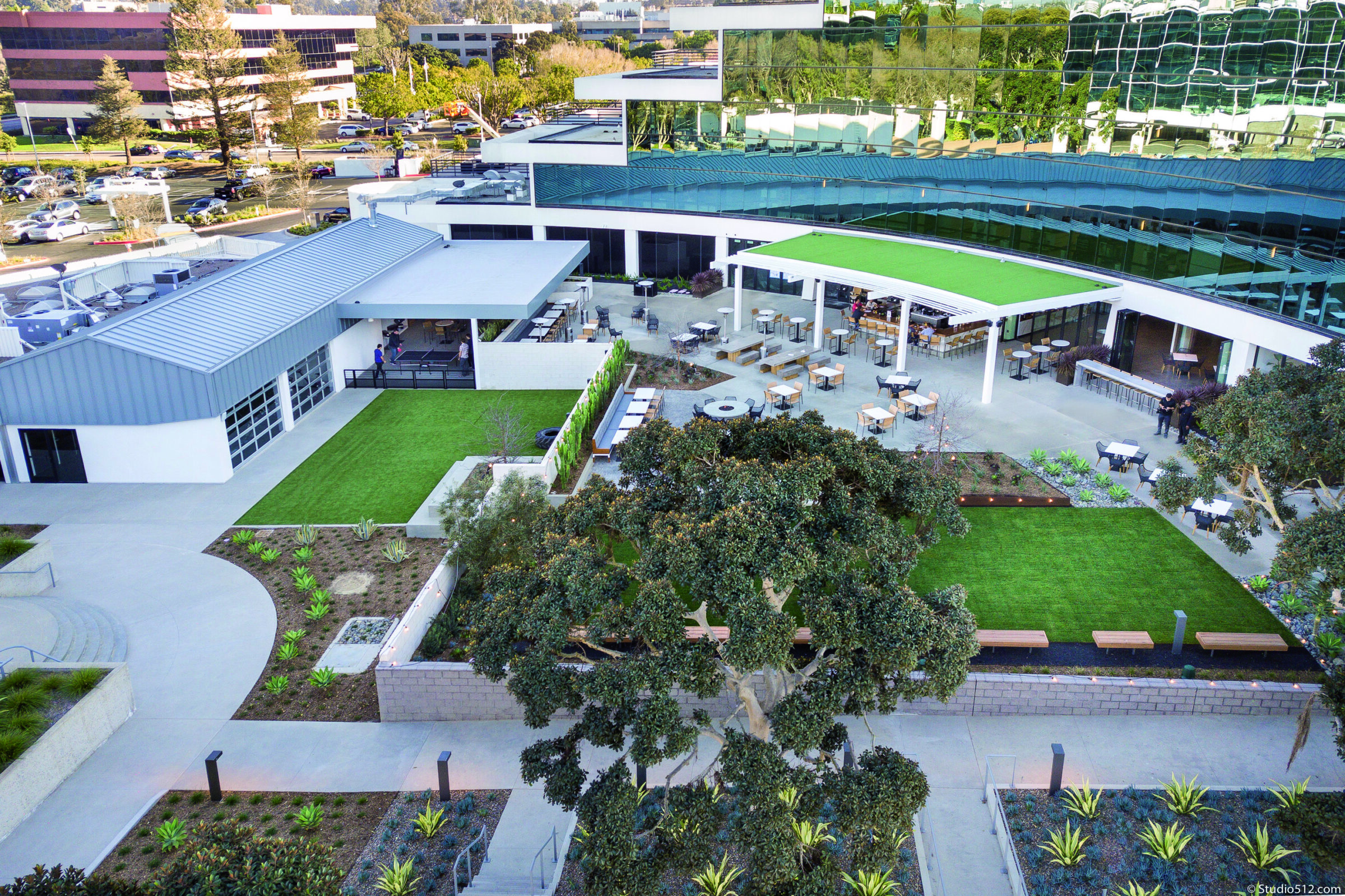 multiuse patio with an events lawn