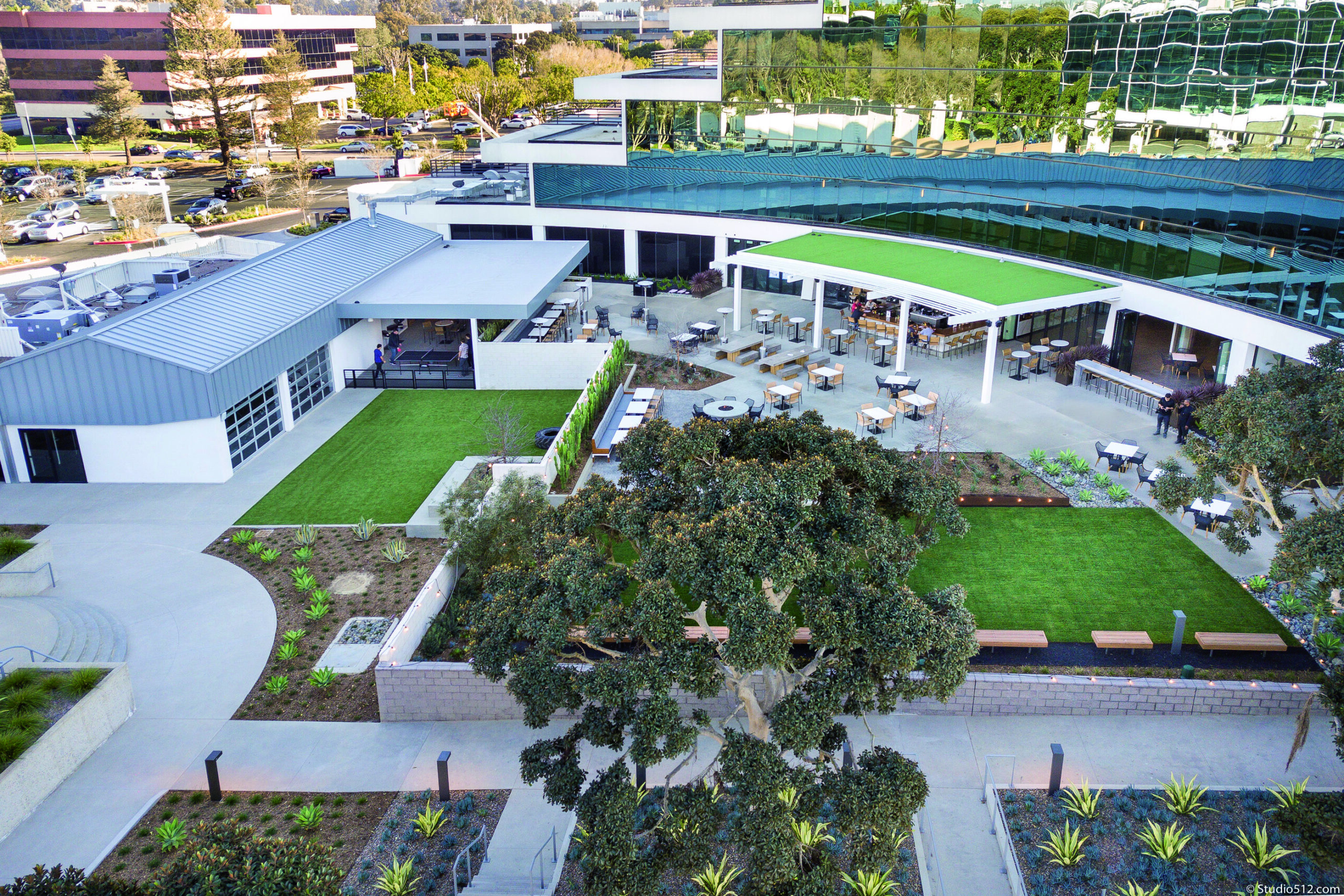 multiuse patio with an events lawn