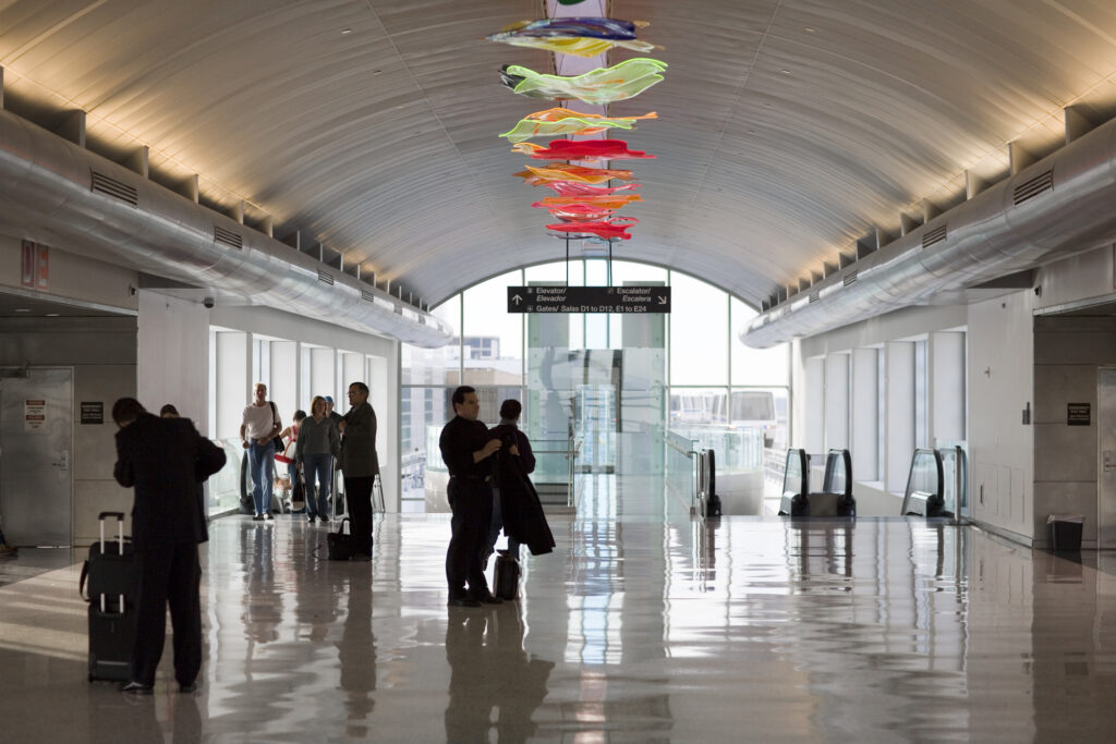 international arrivals escalators