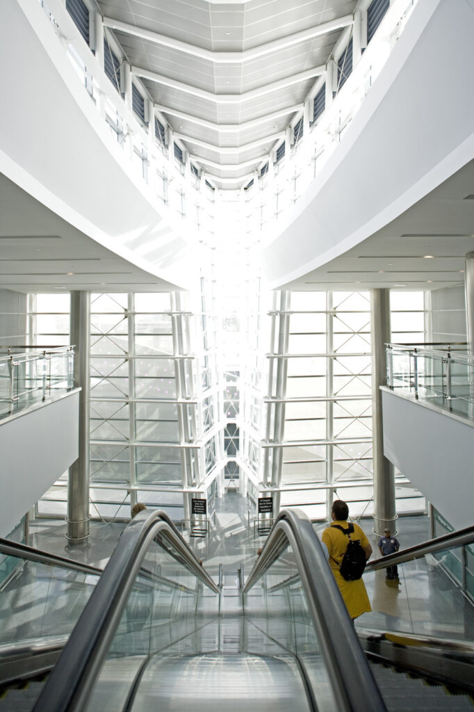 international arrivals escalators