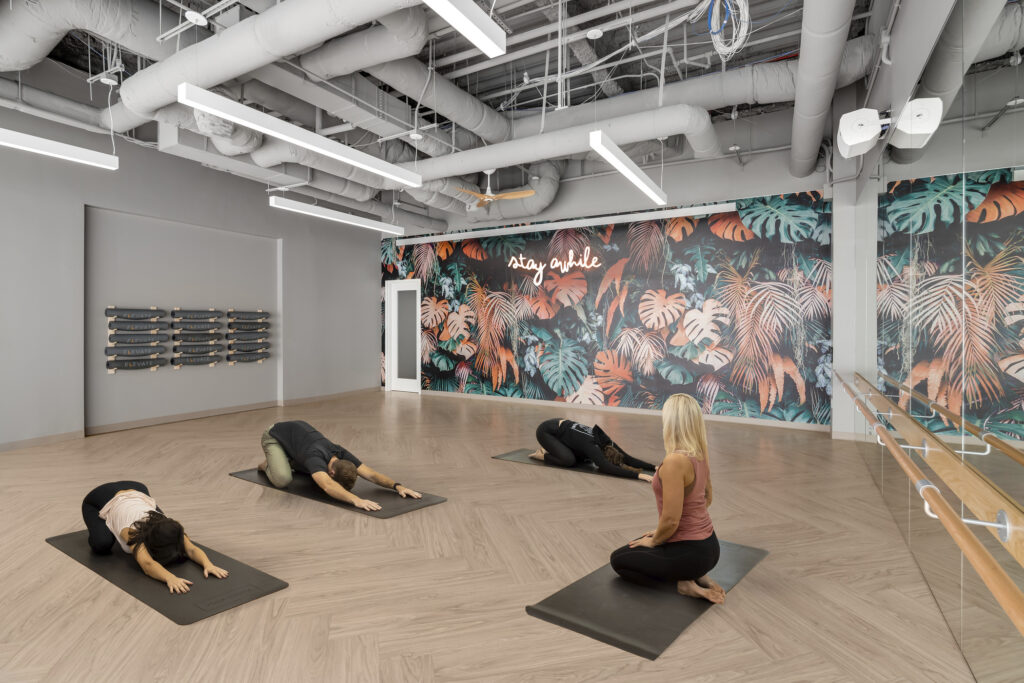 people in yoga and flex fitness space