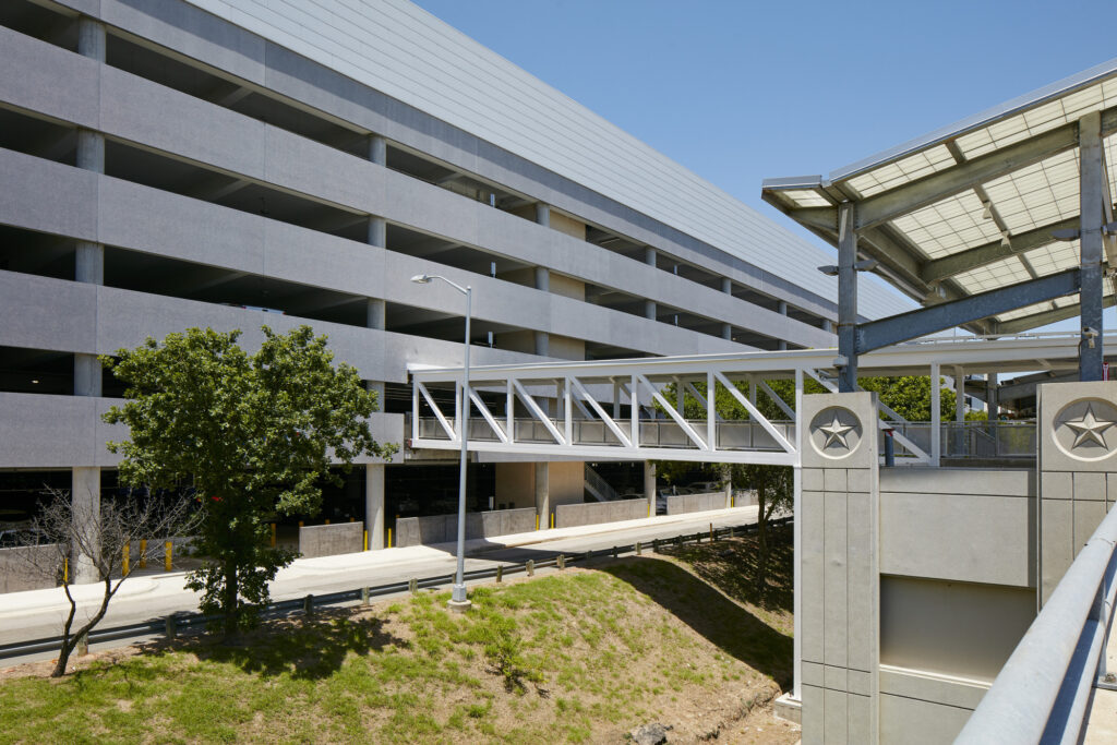 covered walkway to parking garage