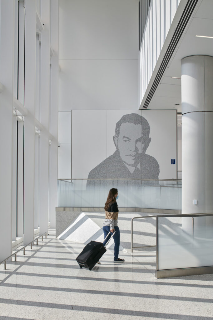 artwork above escalator