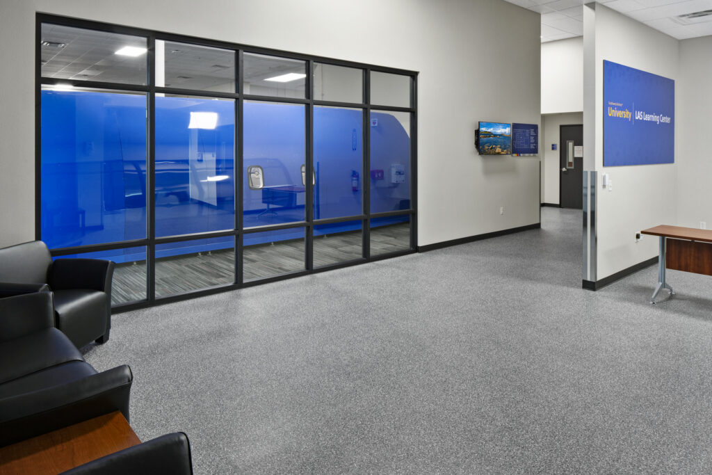 partial aircraft in training facility