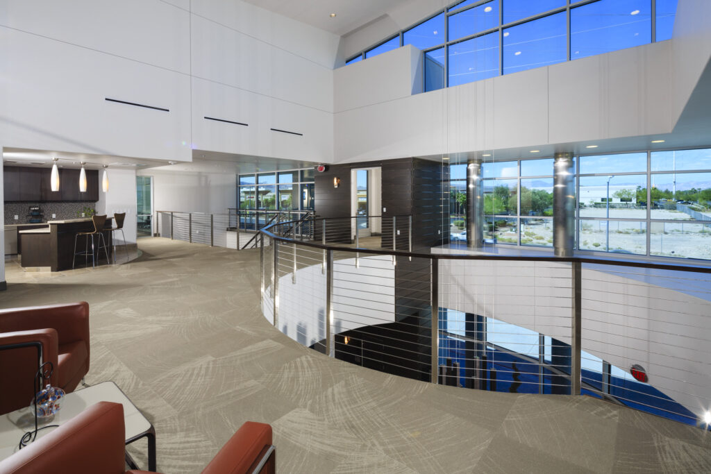 second floor kitchen and seating areas