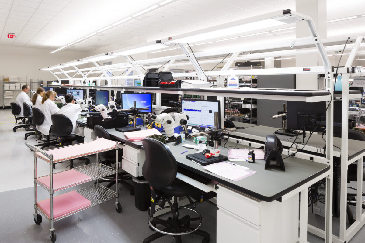 people working in lab