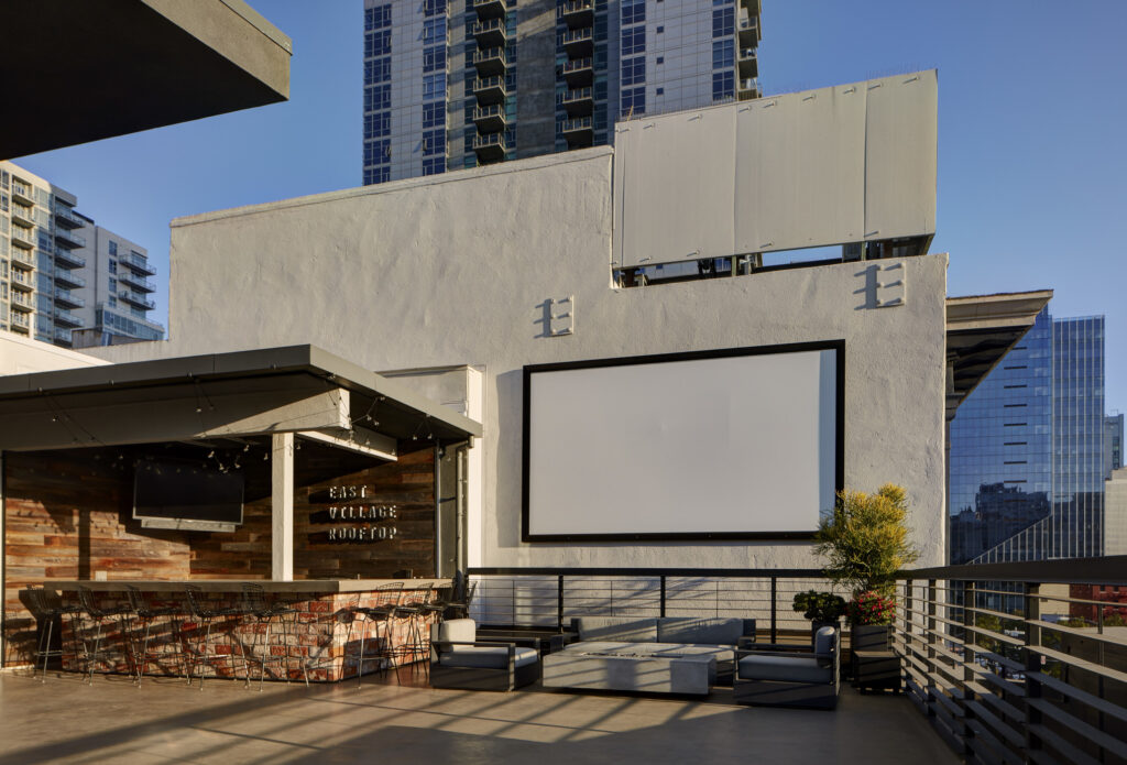 rooftop bar and fire pit