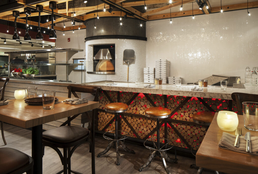 dining and pizza oven