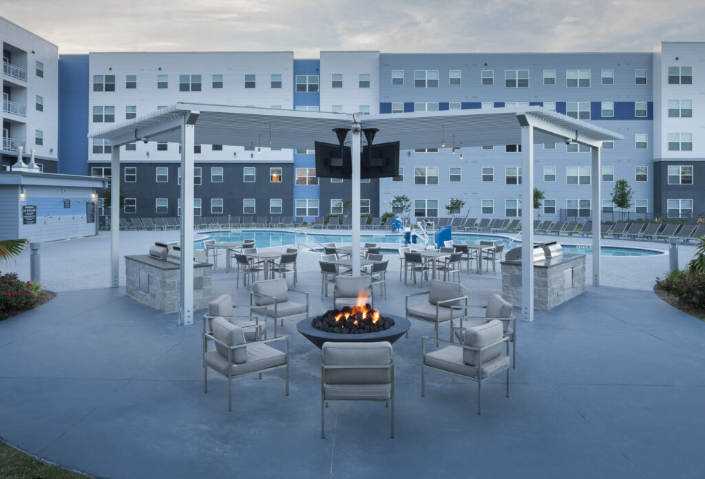 exterior pool and lounge area