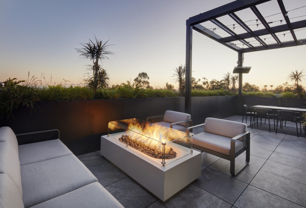 outdoor seating with fire pit