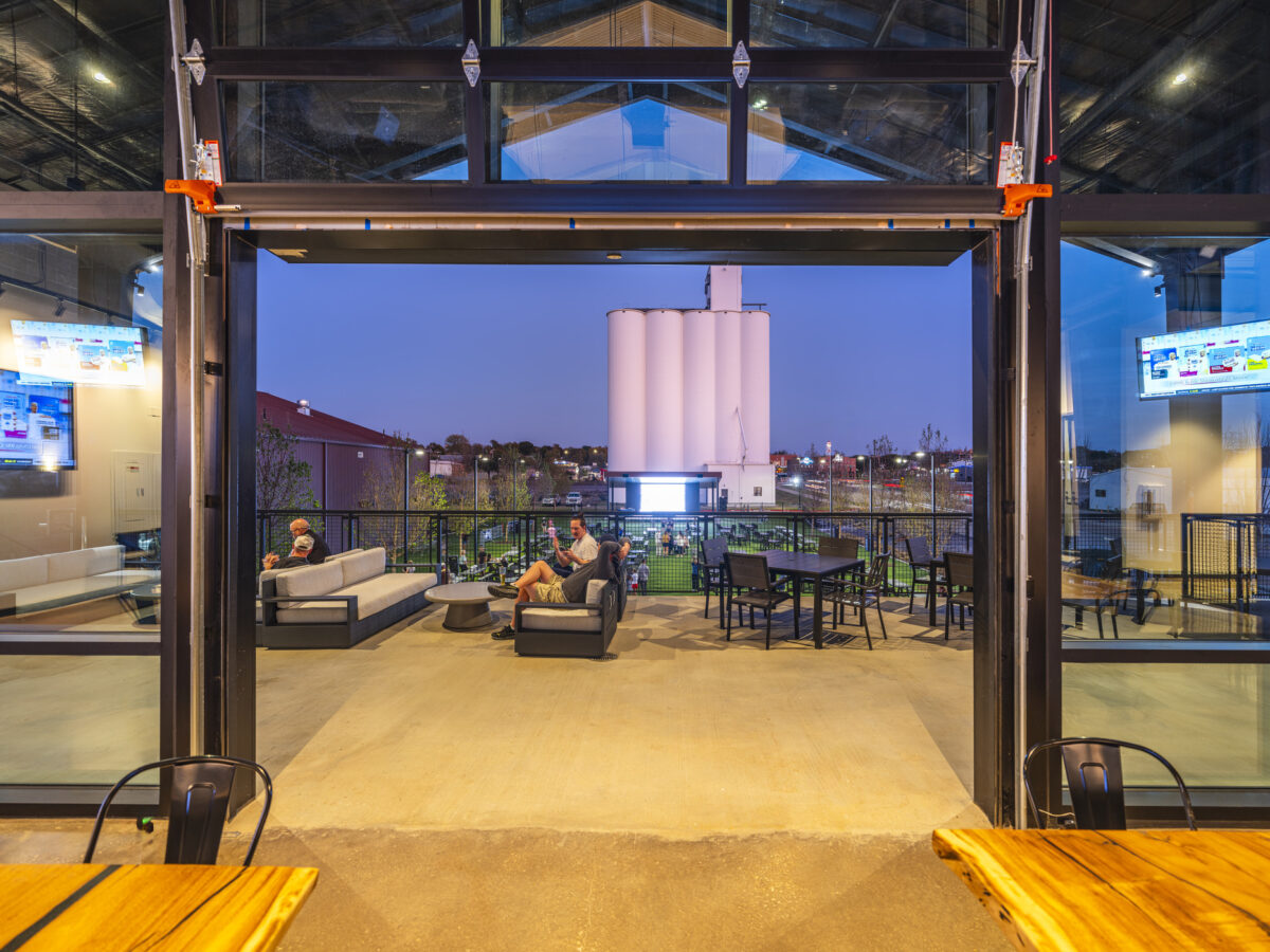 View of green space at night