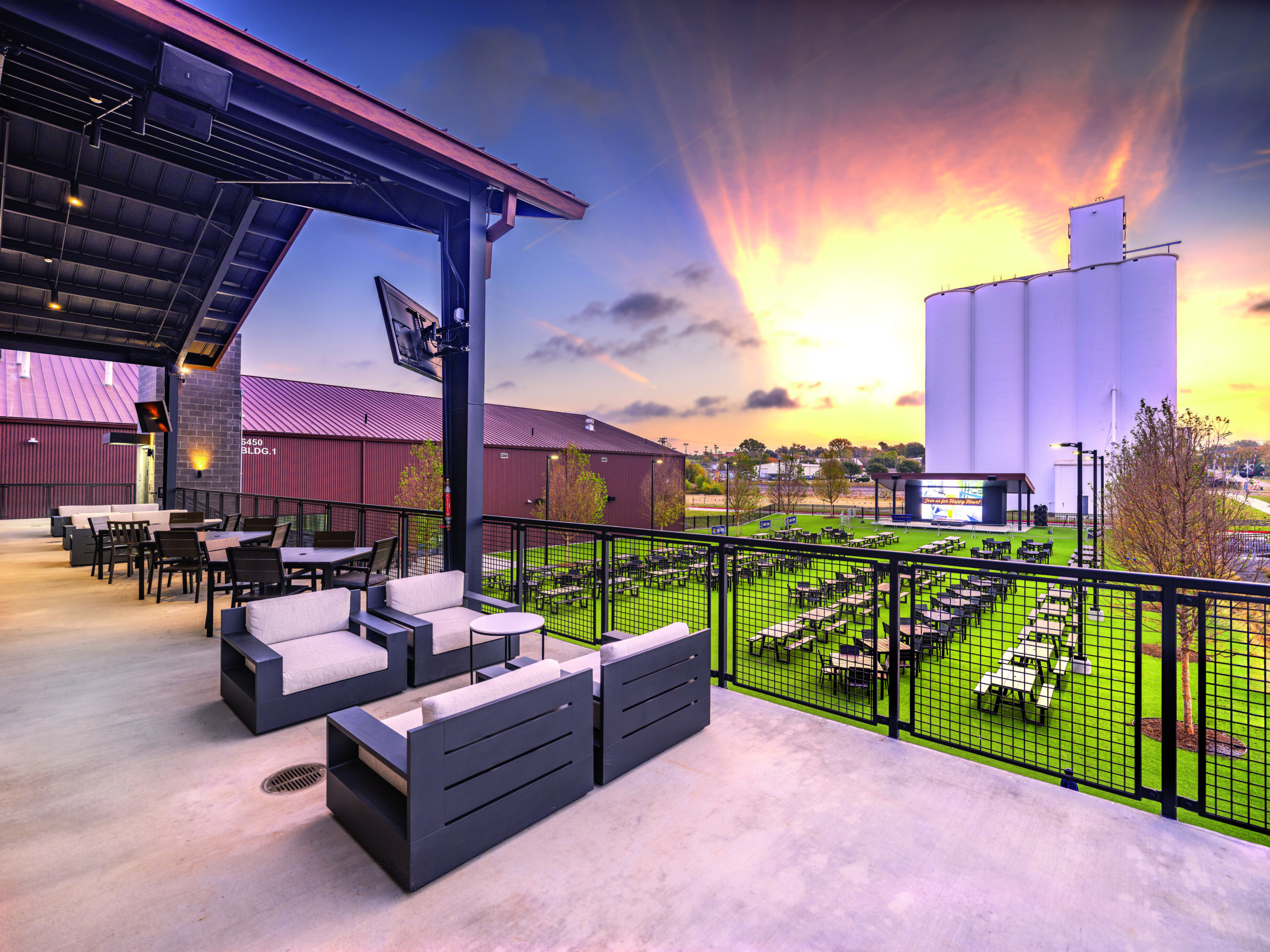 view of historic grain silos