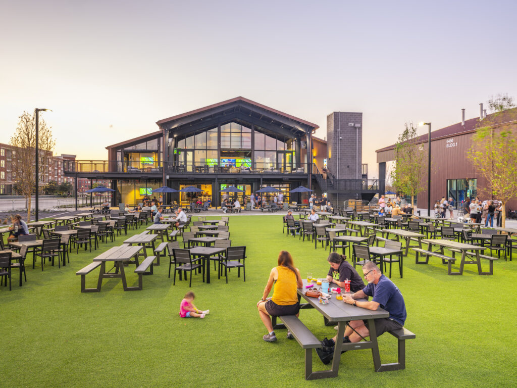 Outdoor seating and green space