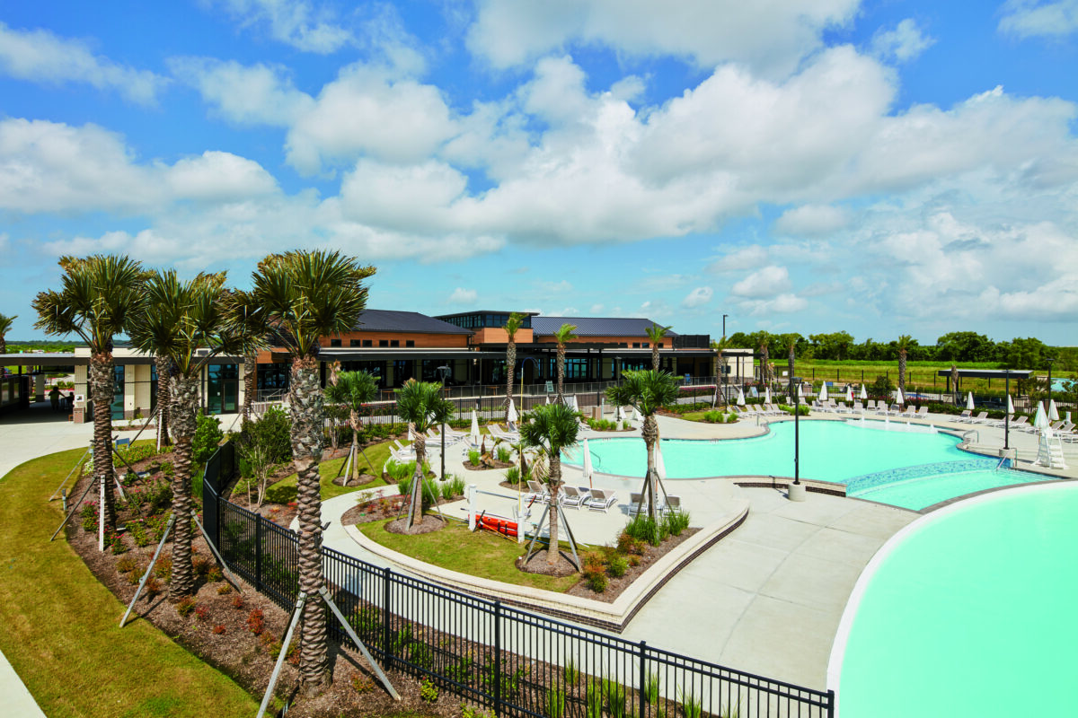 aerial image of pool and buildings