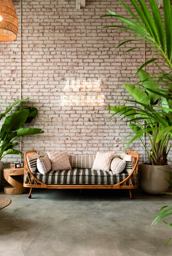 Juneshine Brick Wall Seating Area