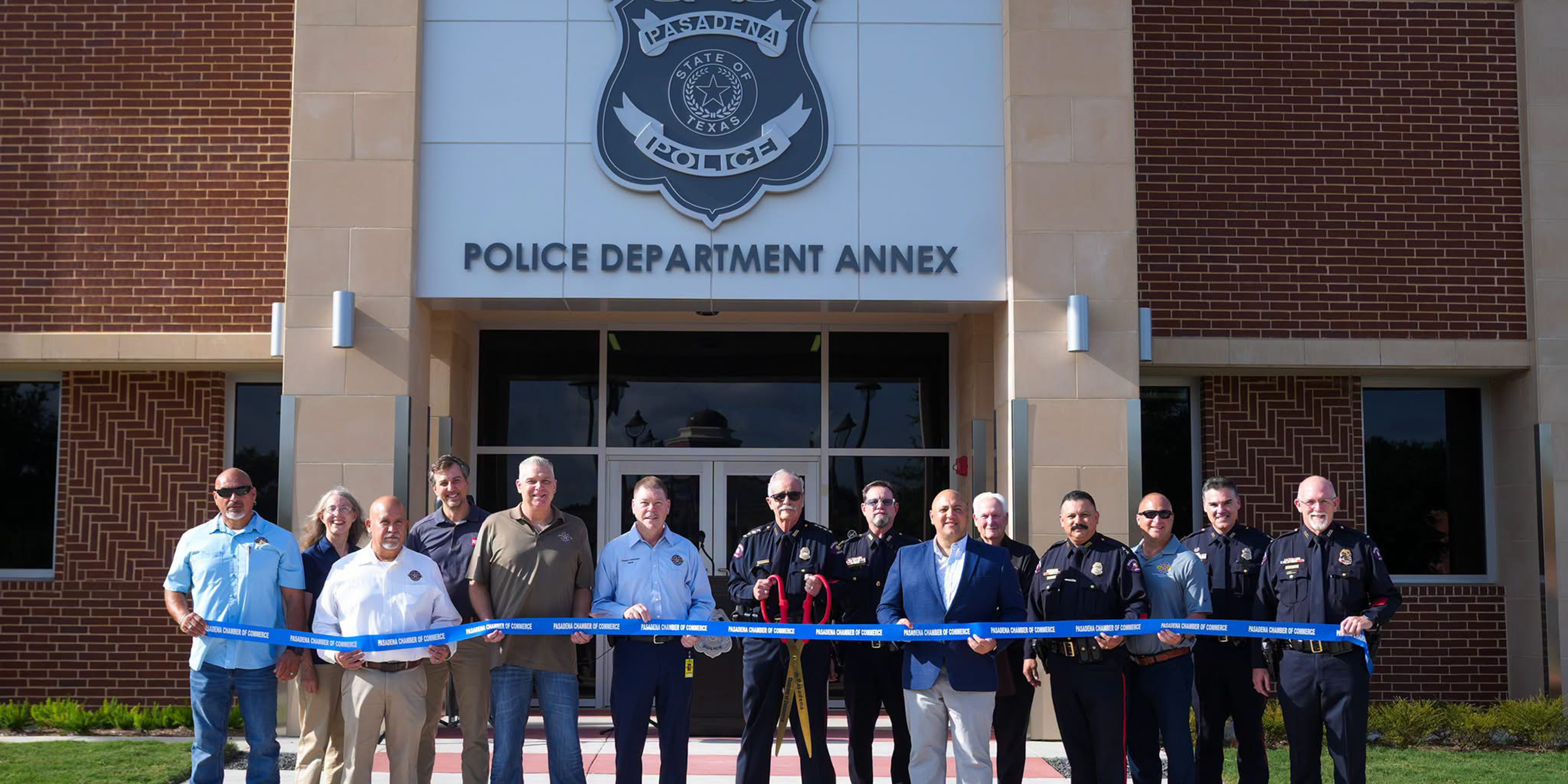 men in front of the new police department annex in pasadena